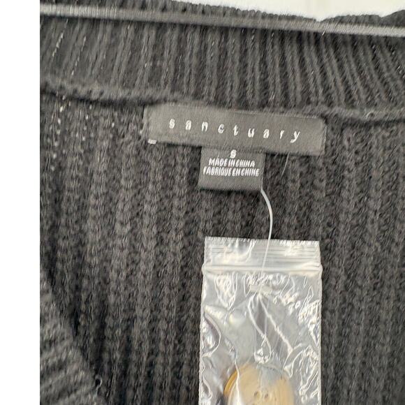 SANCTUARY Sweater Size S Kelly Stripe Cardigan Black White NEW Classic - Picture 4 of 7